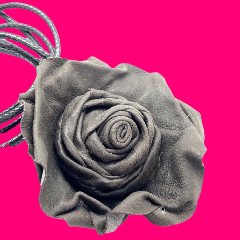 Black Suede Rose Pendant Boho Fashion Necklace